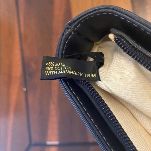 Vintage Etienne Aigner Jute Purse Cream And Blue 13.5” x 7” Vegan 🌱 trim! - Picture 7 of 7